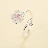 sa silverage fine jewelry trendy party pink aaa cz ring 2020 new arrivals 925 sterling silver adjustable flower rings for women