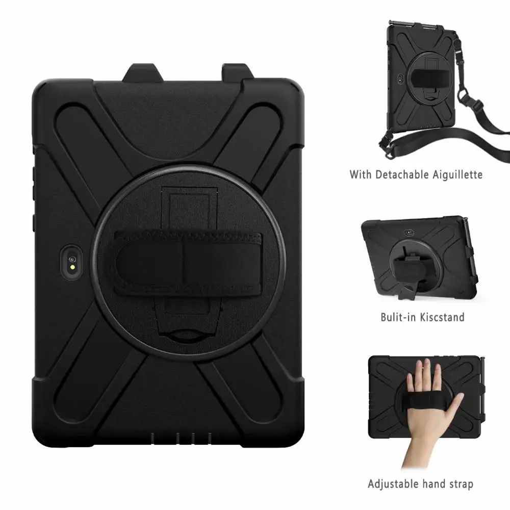 

Tablet Kids Silicone Hard 360 Degre Case For Samsung galaxy Tab Acitive Pro T540 T545 Cover +Neck Strap & Hand Strap