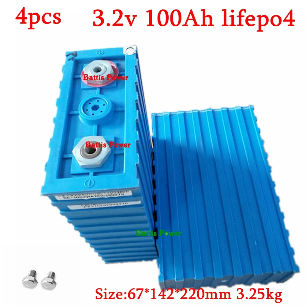 4 шт 3 2 v 100Ah lifepo4 батарея заряжаемая для DIY 36V 60V 200AH гольф карт мотоцикл солнечный