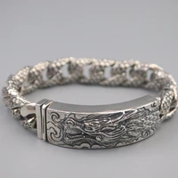 s925 sterling silver bracelet for men 17 5mm wide gold dragon pattern men domineering silver bracelet 21 5cml boyfriend gift