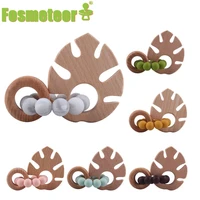 fosmeteor beech banana animal leaf teething ringbaby toys do not contain bap newborn baby teether bracelet wood teether toy