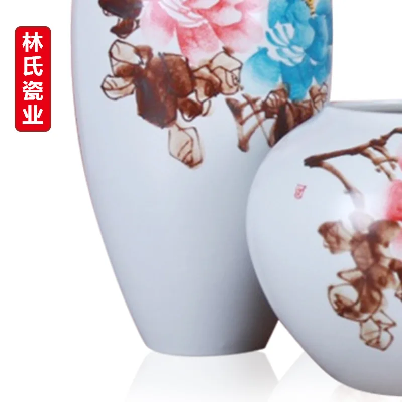 vase decoration home Jingdezhen Ceramic modern hand-painted pattern Zen meaning small flower three sets of ornaments | Дом и сад