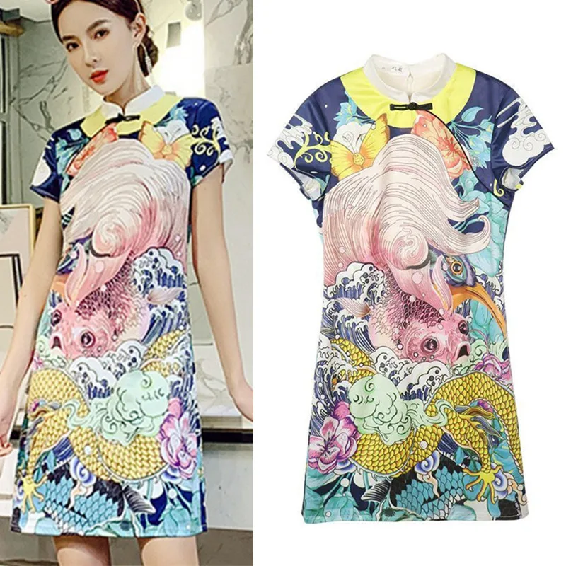 Женский чонсам винтажное вечернее платье в стиле ретро с цветочным принтом