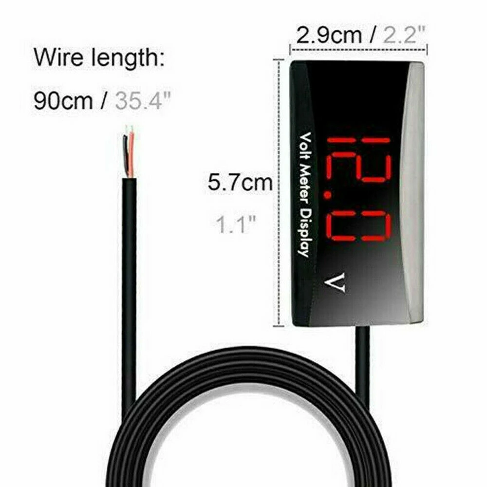 12V Mini LED Waterproof Display Voltmeter Car PC Plastic Fireproof Measuring DC Voltage from 8V to 16V Motorcycle | Инструменты