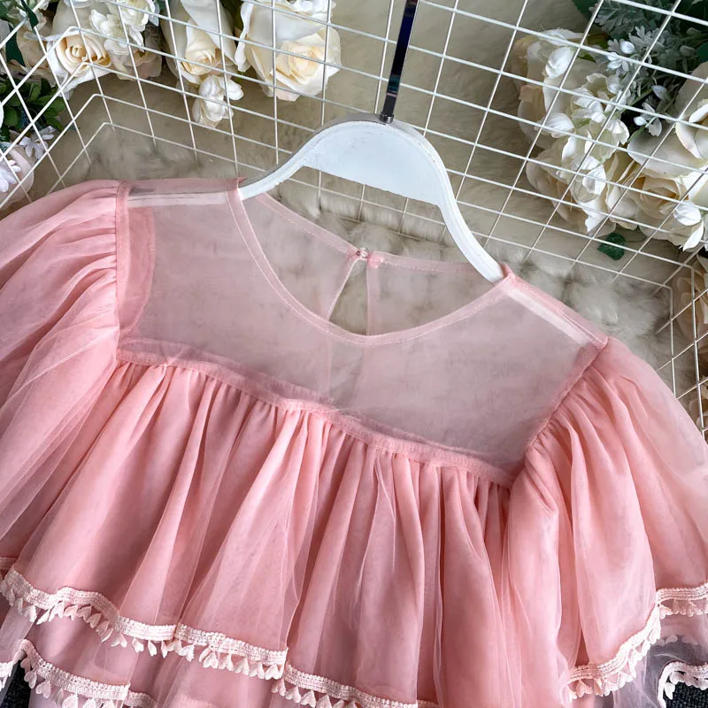 Новинка 2020 Женская шикарная милая блузка с рюшами короткий дизайн пышными