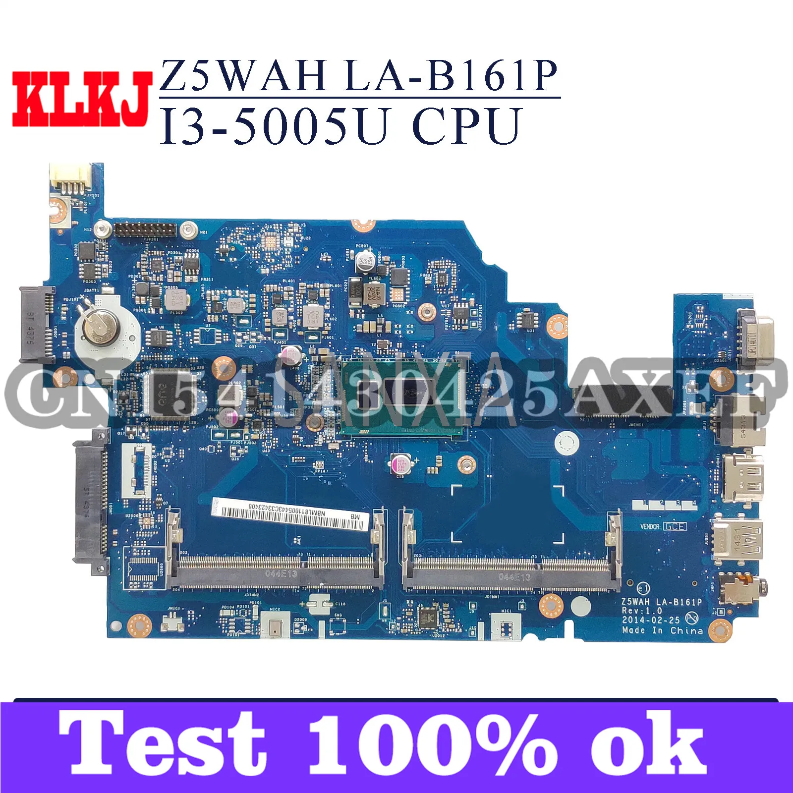 

KLKJ LA-B161P Laptop Motherboard For Acer E5-571G Original Mainboard I3-5005U/5010U CPU