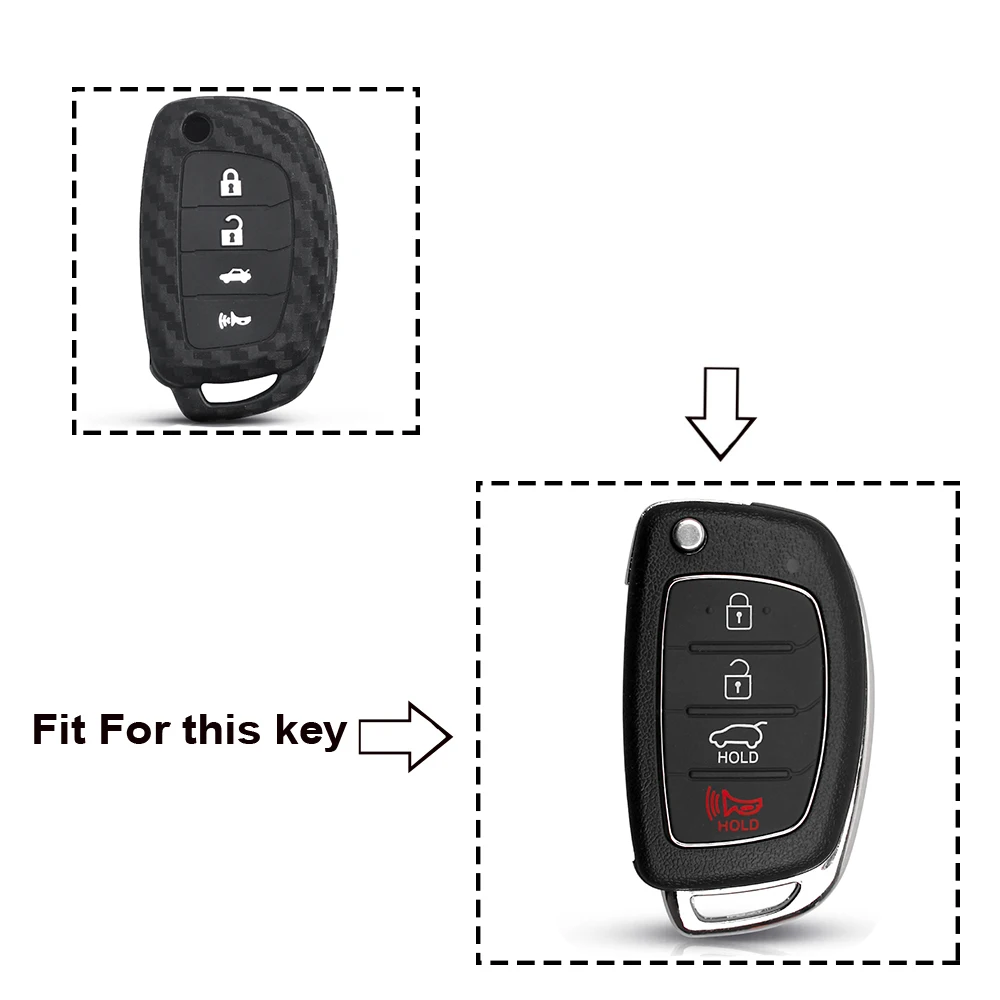 KEYYOU 3/4 кнопки для Hyundai Creta Tucson Санта Elantra Sonata i20 i30 i40 i25 ix35 углерода силиконовый чехол