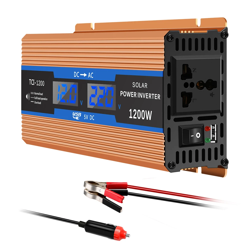 

LCD Display Car Power Inverter 1200W USB Charge Watt DC 12V Peak Power Inverter Voltage Convertor Transformer