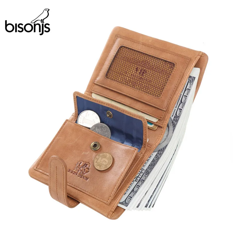 BISON DENIM, Женские кошельки из натуральной кожи, мягкая коровья кожа, кредитный держатель для карт, кошелек, женский короткий кошелек на молнии, кошелек для монет W4401