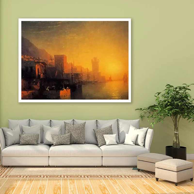 diy painting by numbers ivan constantinovich aivazovsky rhodes academism landscape dencorative paint adult hand drawing | Дом и сад