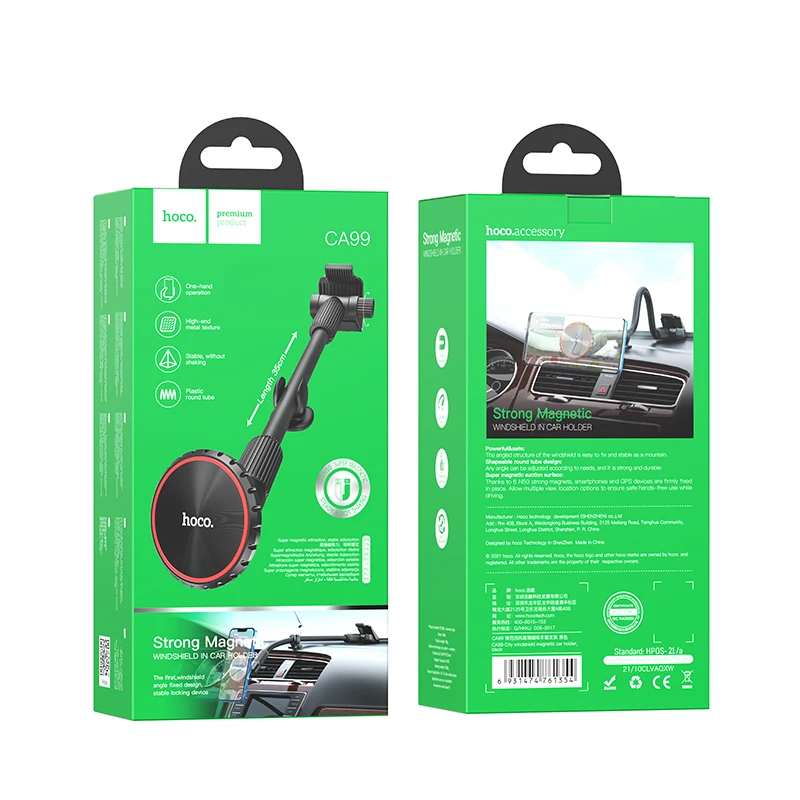 Hoco Magnetic Windshield Dashboard Flexible Long Arm Car Holder For iPhone 13 12 Air Vent Mount in Car Support 4.5-7 inch Phone
