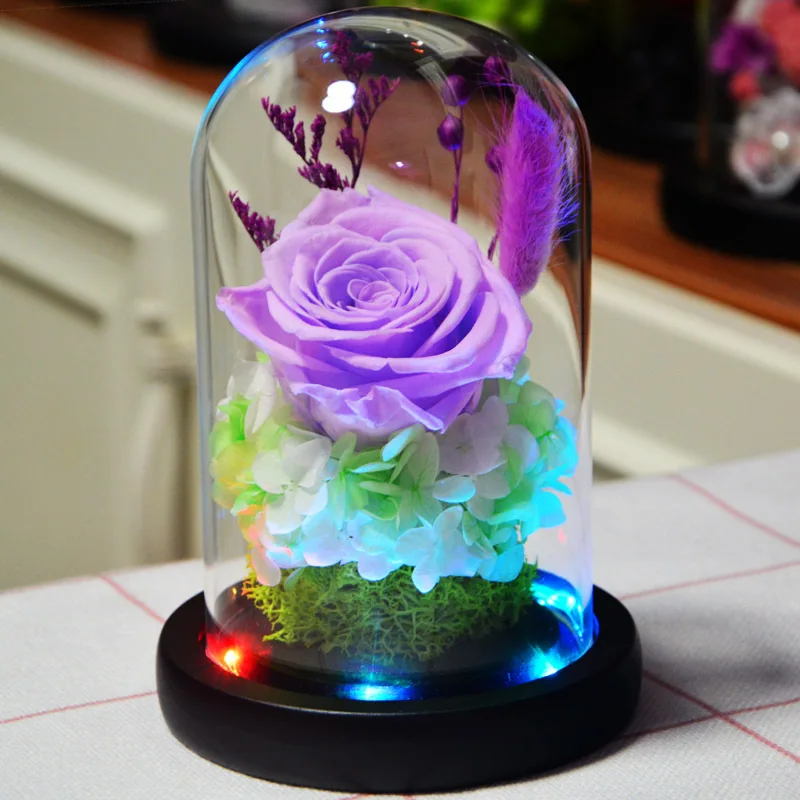 Светящаяся Роза вечный цветок в свадебном декоре цветы стеклянном покрытии на