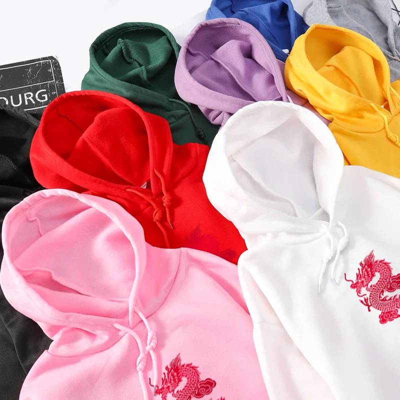 

Korean version Loose dragon Printing Hoodies Sweatshirt Women hooded Long Sleeve 100% Cotton Spring all-match Pullover Jacket