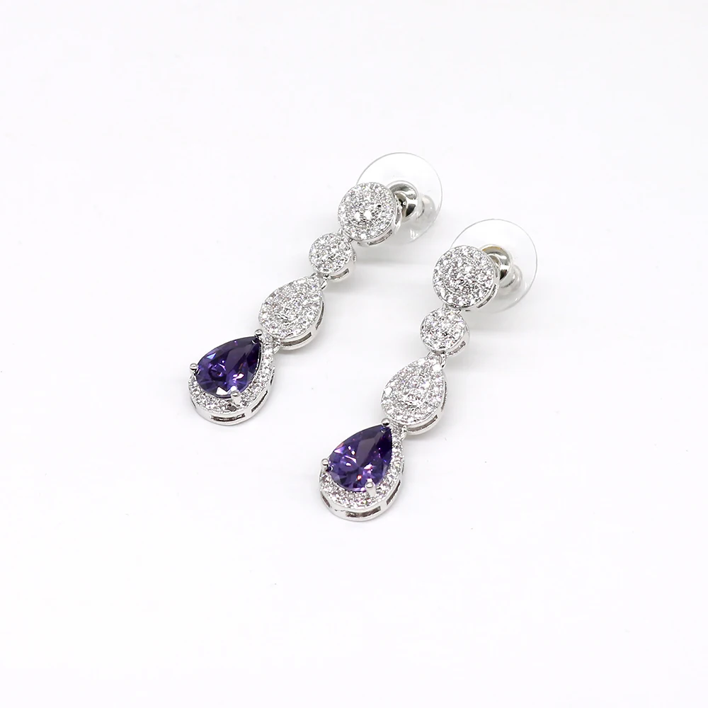 

2019 classic cubic zircon design purple wedding jewelry set bridal