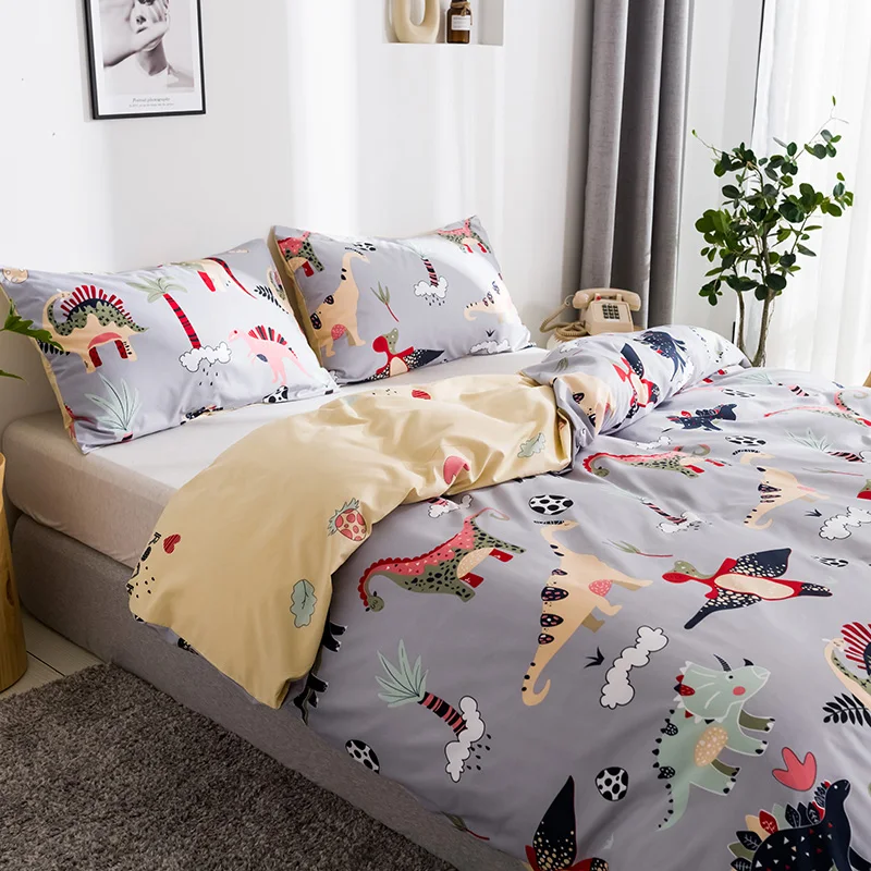 Bonenjoy Comforter Cover Sets UK Single Size copripiumino Dinosaur Pattern Duvet Set With Pillowcase For Adult Bed Textile | Дом и сад