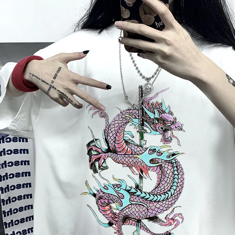 % 100 katoen zomer mode casual katoenen T-shirt grappige cartoon jaren 90 Koreaanse esthetiek Harajuku Ullzang retro graphics | Женская
