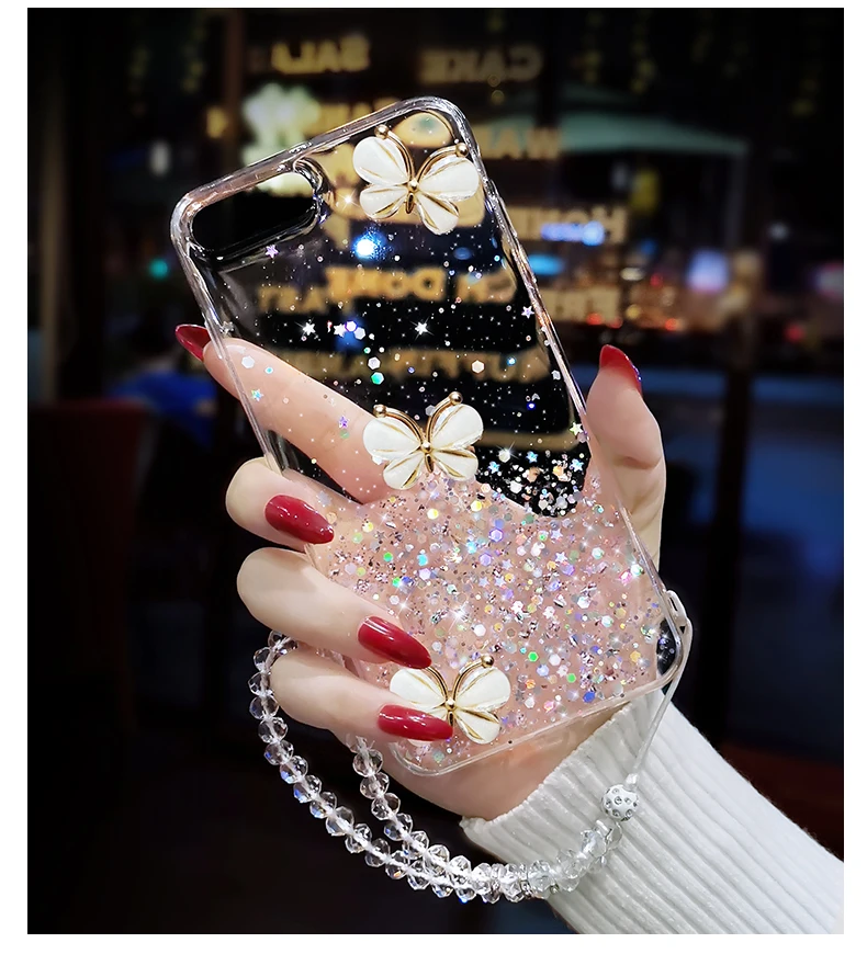 Блестящий чехол с алмазной бабочкой для Samsung Galaxy S10 s10e S9 S8 Plus Note 8 9 A7 A9 A9s A6 A8 2018 J2 Pro J4
