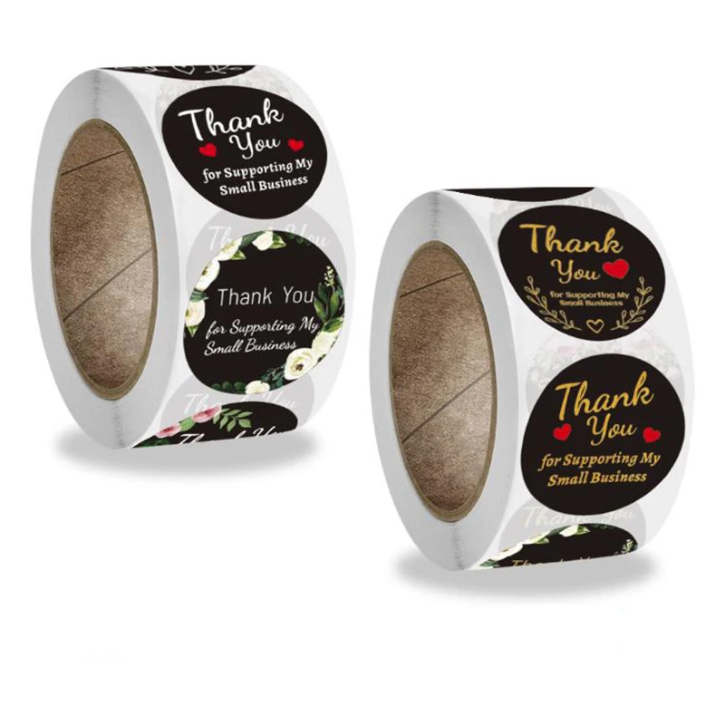 

500PCS Kawaii Labels Thank You Sticker Sealing Black Paper Stickers Stationery & Office Supply Decoration Scrapbooking