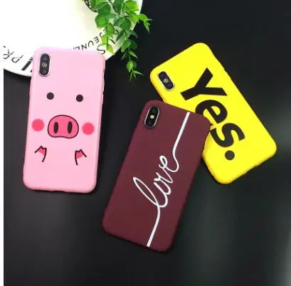 Матовый чехол для телефона iPhone 6 S 7 Plus 8 X XS Max XR милый мягкий из ТПУ с рисунком