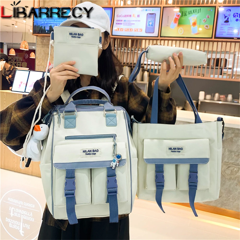 

Panelled Designer New Women's Backpack Large Capacity High Quality Canvas Ladies Student School Bag Teenager Laptop Backpack Sac