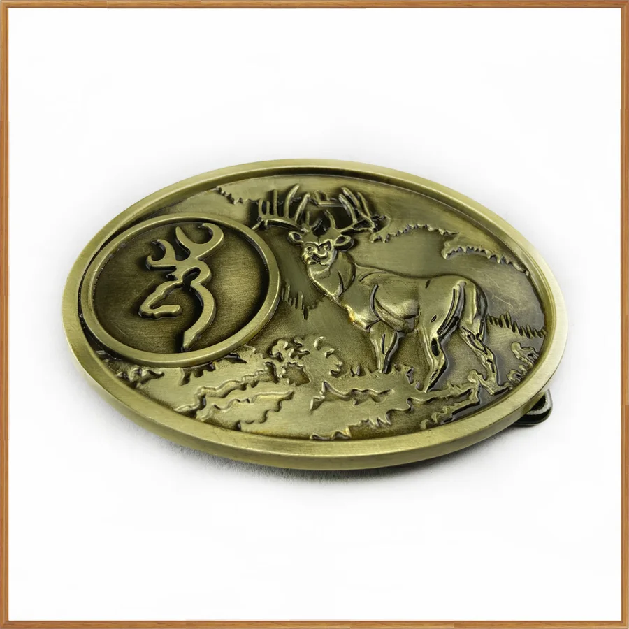 Пряжка коричневого цвета пряжка на ремень с оленем Джинсы подарок FP 02516 2 античная