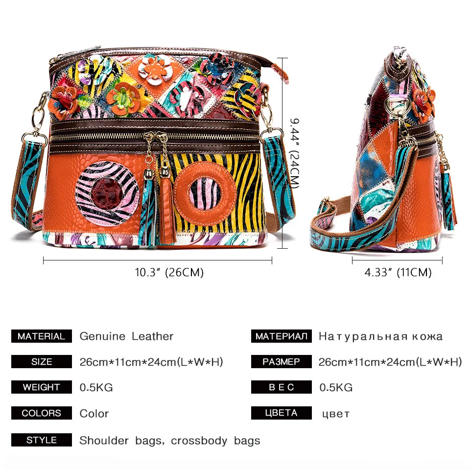 

WESTAL patchwork shoulder bags for women bags genuine leather small designer crossbody messenger bags with tassel female bag 733