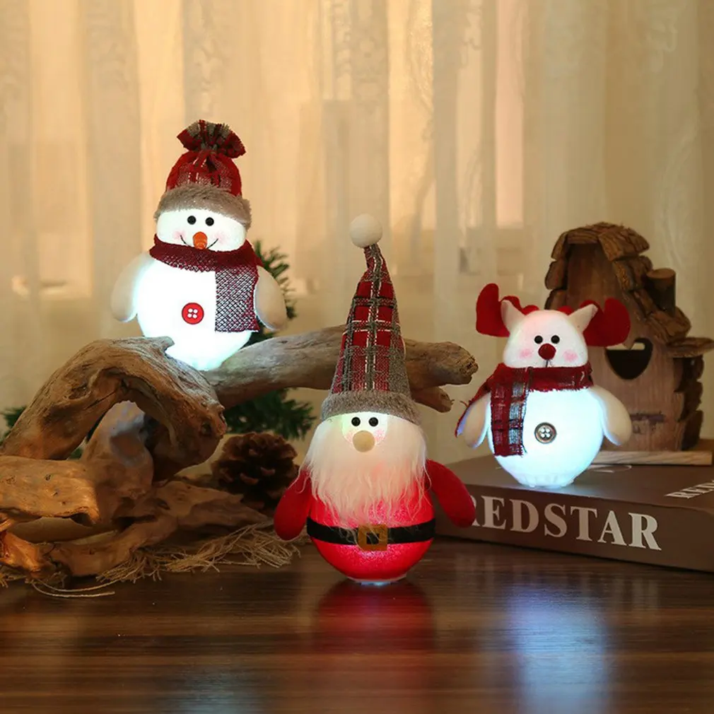 

2021 Christmas Decorations LED Santa Claus Snowman Deer Creative New Luminous Xmas Tree Pendant Gnome Gifts Ornaments Decoration