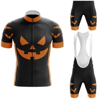 cartoon cycling jersey set pumpkin face cycling clothing road race bike suit bicycle bib shorts mtb wear roupa maillot ciclismo