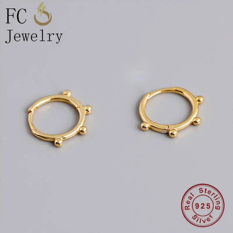 FC Jewelry 925 Silver Small Golden Round Bell Shape Beaded Pendant Hoop Earring For Young Girls Teen Gift Women Boucle 2020 NEW | Украшения