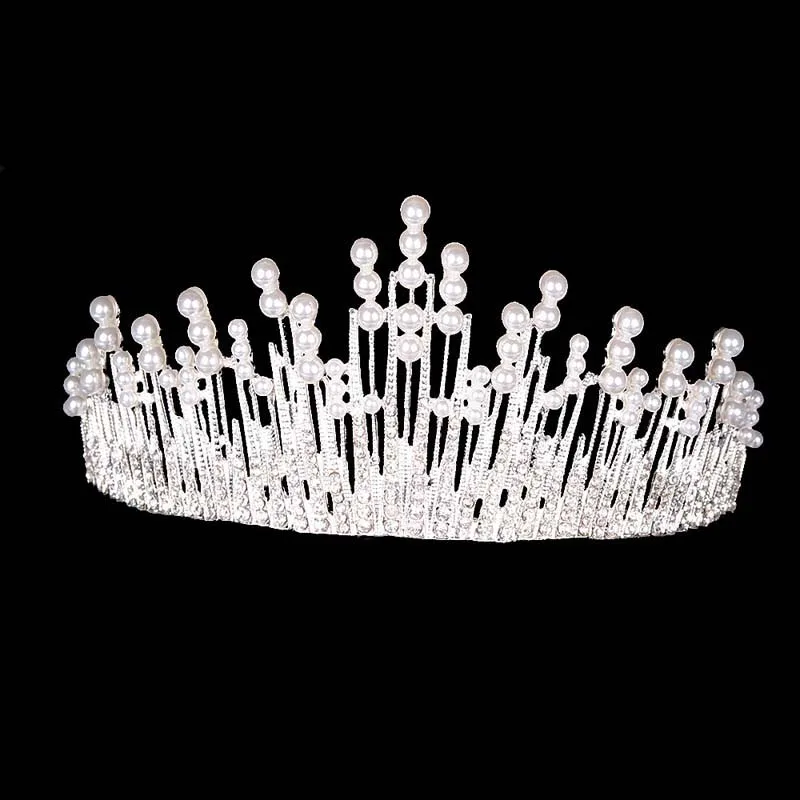 Блестящие диадемы для девочек в стиле барокко жемчужная Корона свадебные