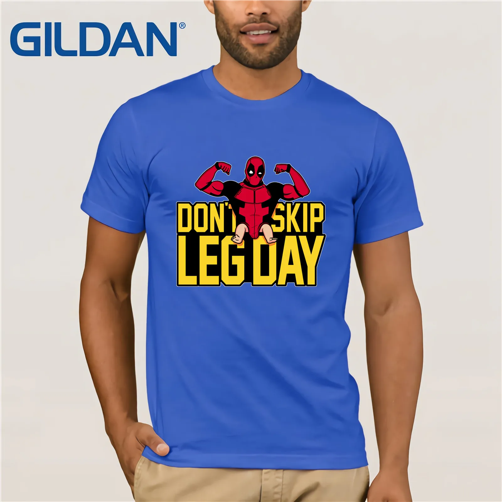 Мужская футболка с короткими рукавами Deadpool Don't Skip Leg Day хлопковая Забавные