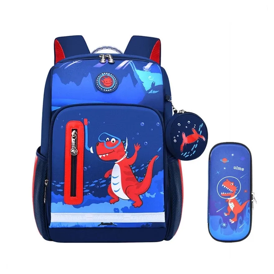 Школьные ранцы для мальчиков, милый рюкзак с динозавром, Студенческая сумка для книг, жесткий пенал для начальной детали, Детский рюкзак с ж...