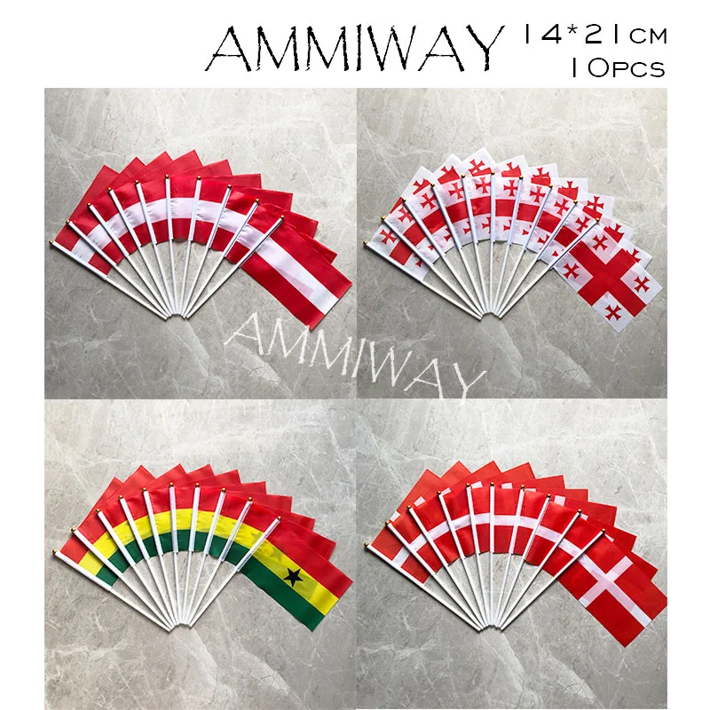AMMIWAY 14x21 см 10 шт. Австрия Грузия Гана Дания маленькие государственные флаги страны