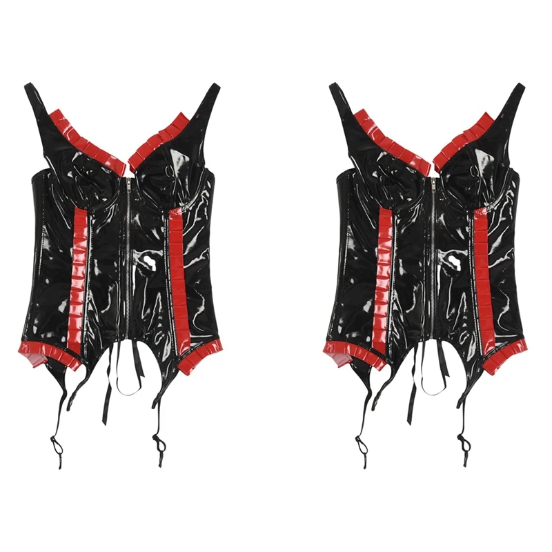 

2 шт., сексуальные черные и красные трусики-стринги из ПВХ