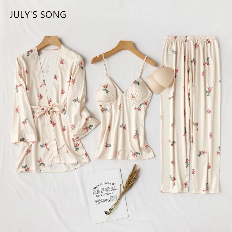 JULY'S SONG женский пижамный комплект из 3 предметов весна-лето цветочный принт