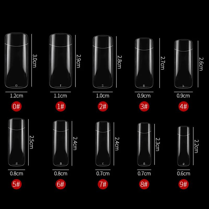 

500pcs White/Natural/Clear 10 Different Size Half Cover Fake False Nail Tips Art Artificial Acrylic Gel Manicure Set Hot