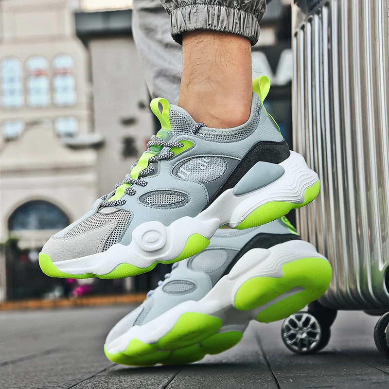 Модная весенне-летняя обувь для бега Дышащая кожаная мужчин Кроссовки Сделано в