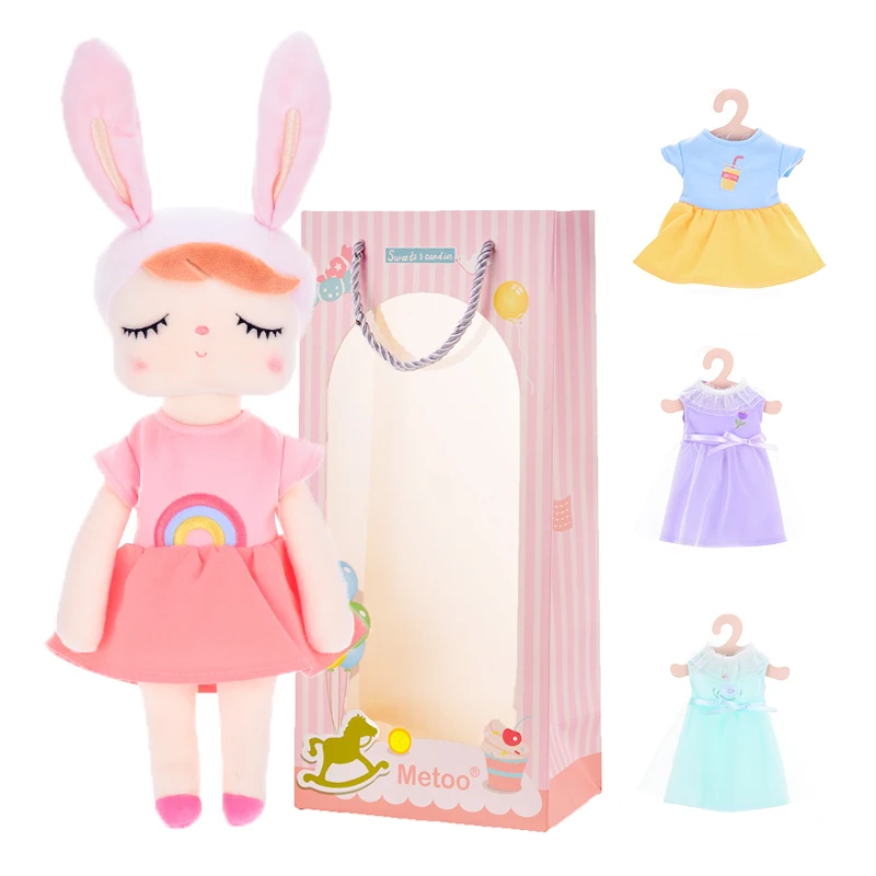 light Pink-SG4box Metoo Плюшевые игрушки наряжаться Анжела куклы с коробкой Туалетная Кукла Кролик Милый Мечтая девочка подарок для детей 4 шт - Цвет: light Pink-SG4box