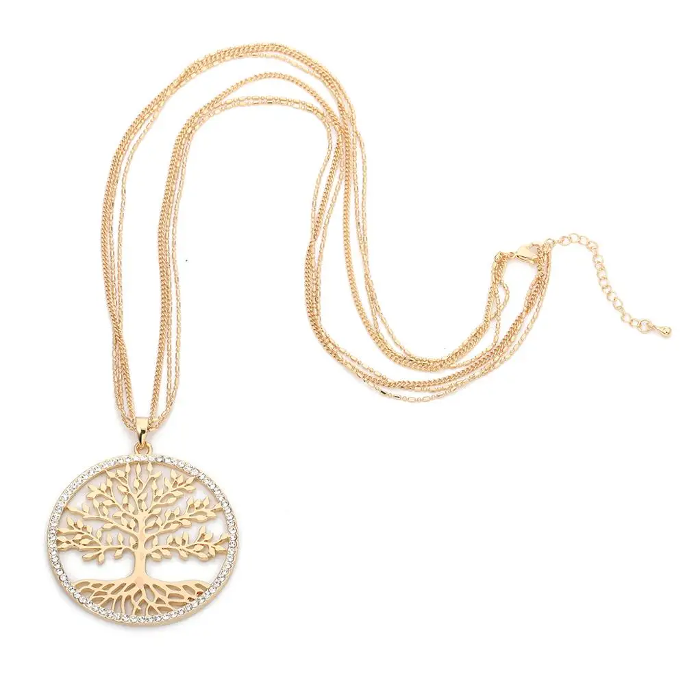 Ожерелье с подвеской Древо жизни женское длинная цепочка на свитер бижутерия