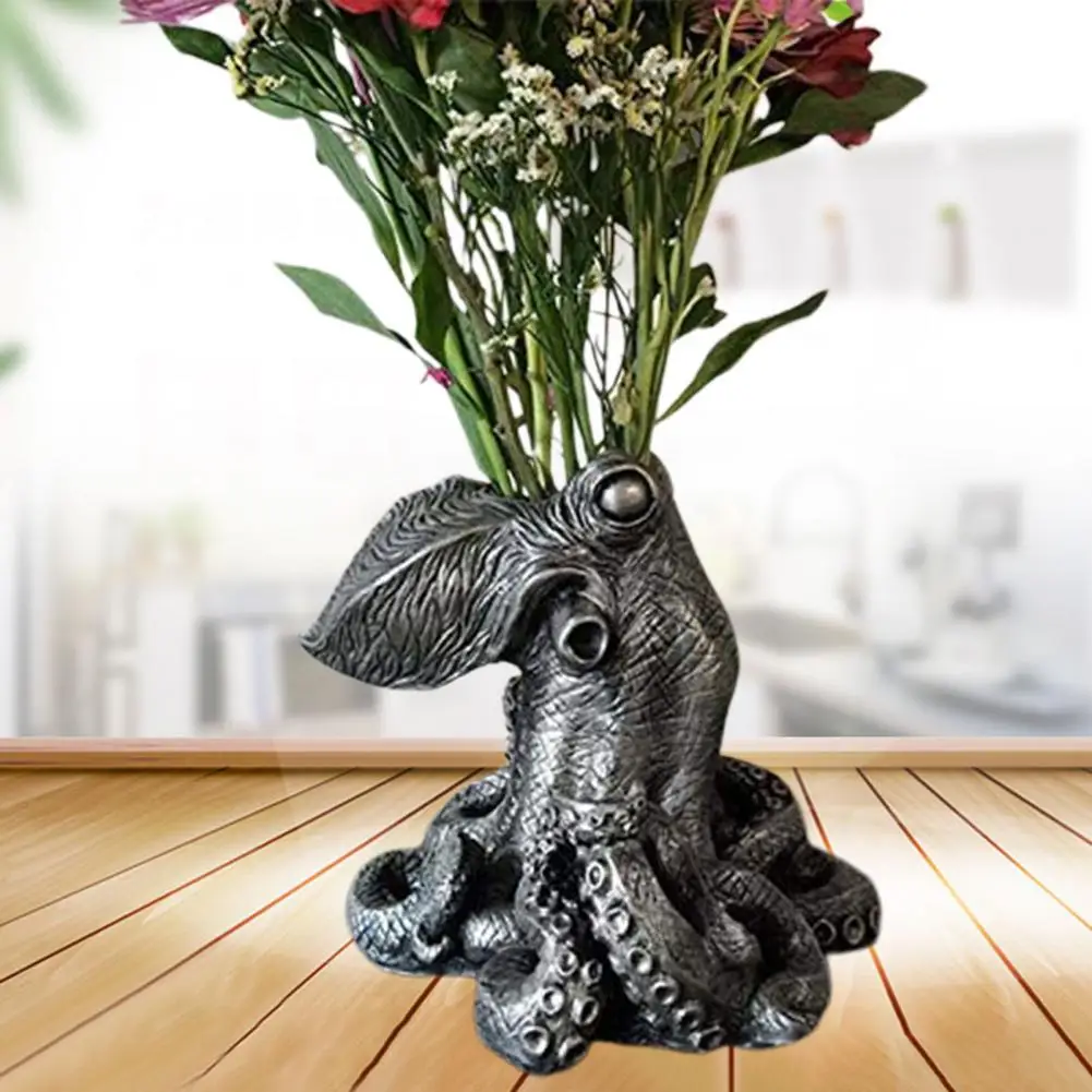 

Flower Pot Unique Eye-catching Octopus Shape Resin Family Sculpture Vase Ornament for Garden
