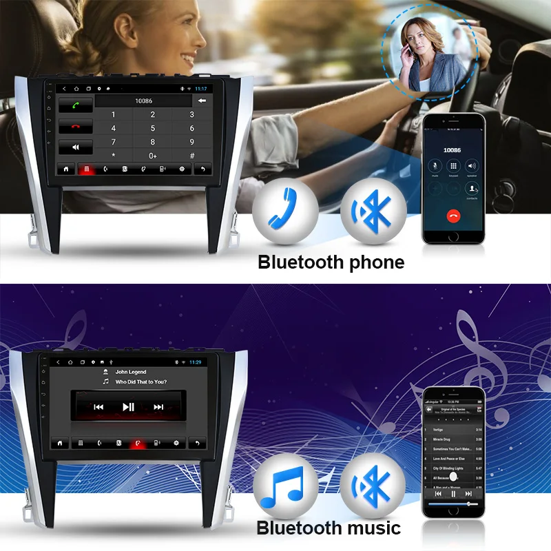 

Android Car Radio Stereo Multimedia Player For Toyota Camry 2015 Carplay FM AM GPS Navigation Bluetooth WiFi Touch Screen
