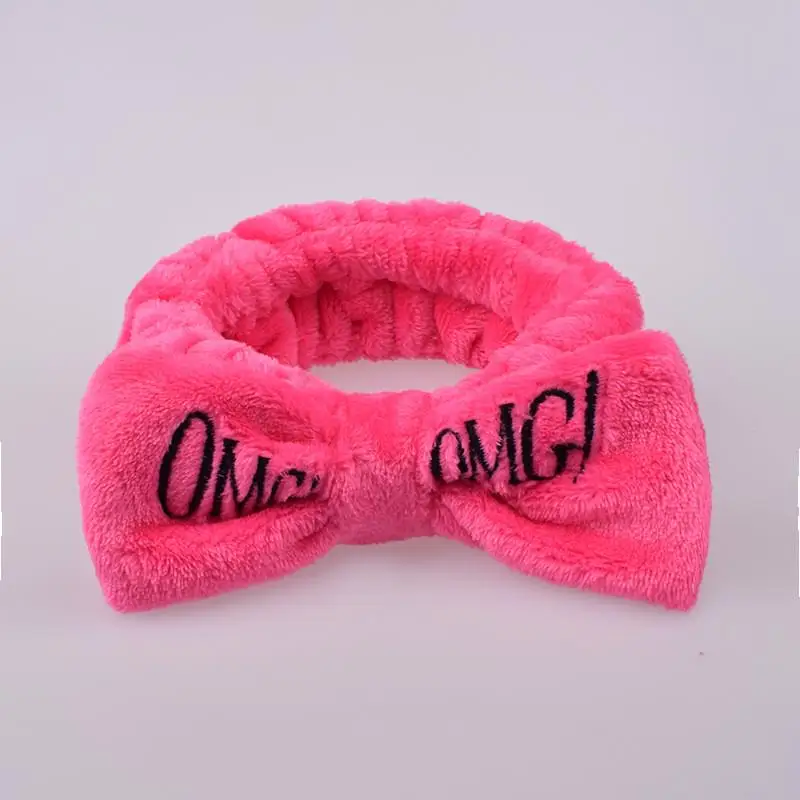 style1 rose Новое письмо "OMG" Повязки для женщин Flannel Мягкий Лук Повязки Девушки мыть лицо turban Симпатичные эластичные головные уборы аксессуары для волос - Цвет: style1 rose