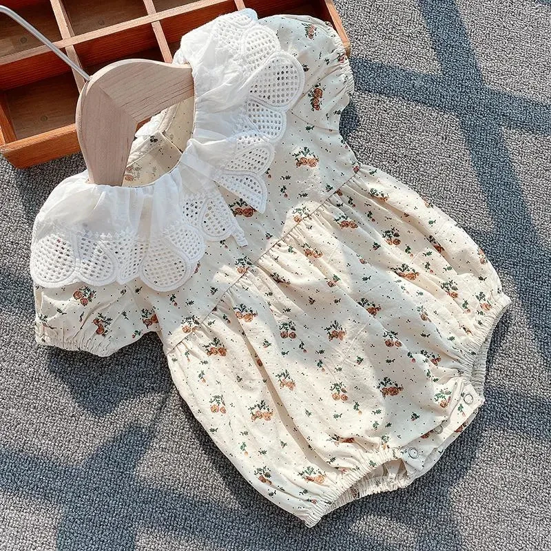 

Baby Girl Boy Lightweight Romper Short Sleeve Floral Cotton Infant Kids Jumpsuit Playsuit Summer Lace Rompers Simplicity Clothes