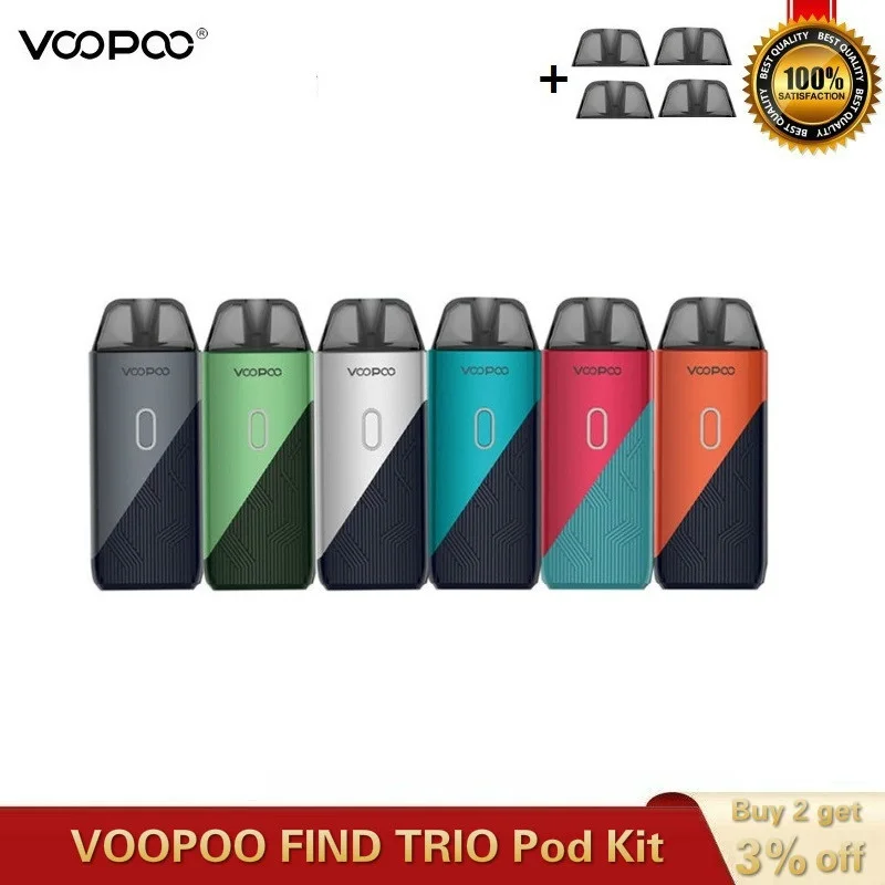 Оригинальный VOOPOO FIND TRIO Pod Комплект 1200 мАч батарея с 3 мл PnP-C1 и PnP-R1 катушки