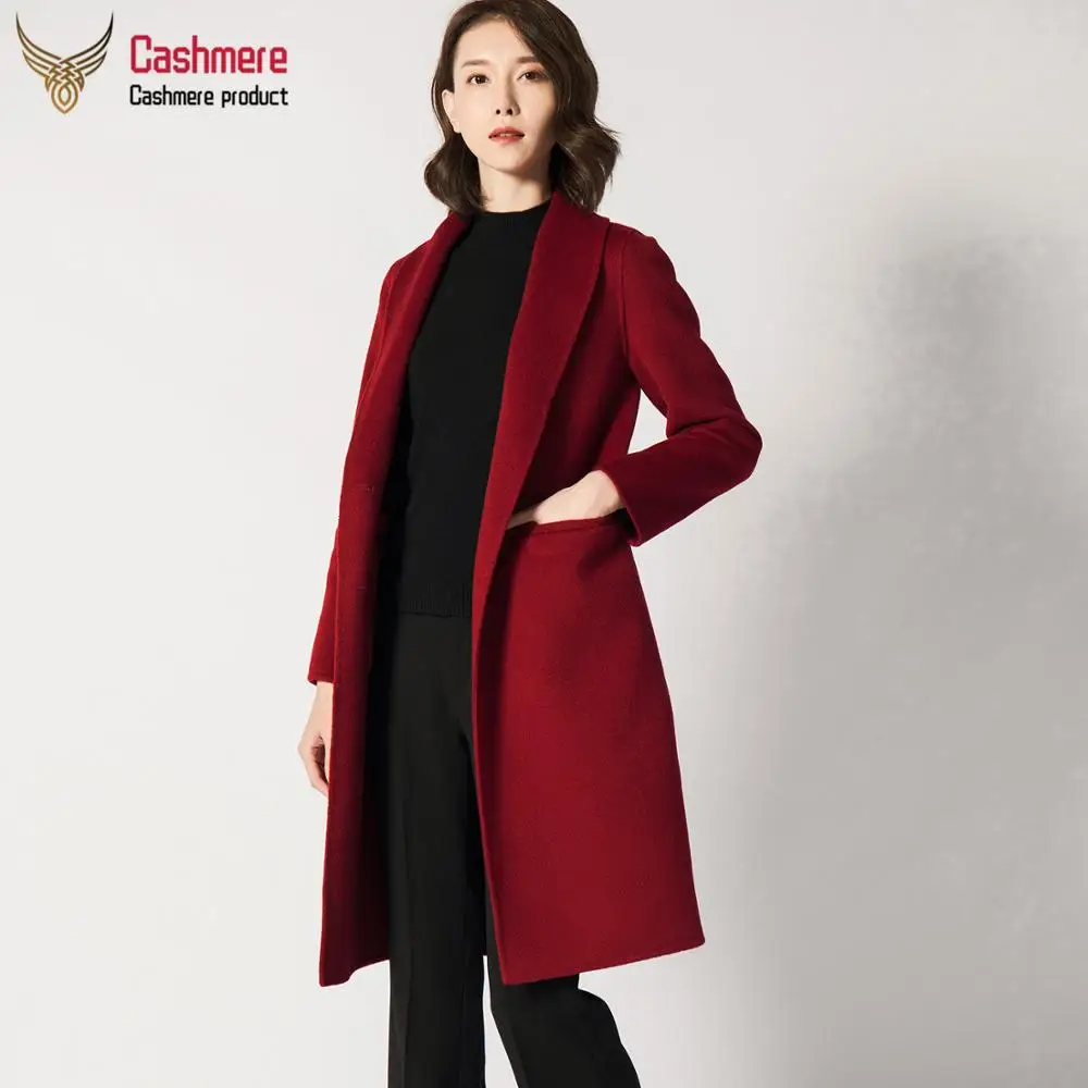 

coat wool Women double-sided wool coat women's autumn winter Korean long coat simple fashion red coat thermal insulation coat