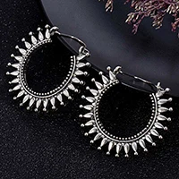 Antique Silver Индийские племенные латунные серьги, висячие серьги в форме цветка, украшенные вихрем «цыганские» серьги для женщин, богемные Винтажные серьги EAR00C000B02B - Окраска металла: Antique Silver