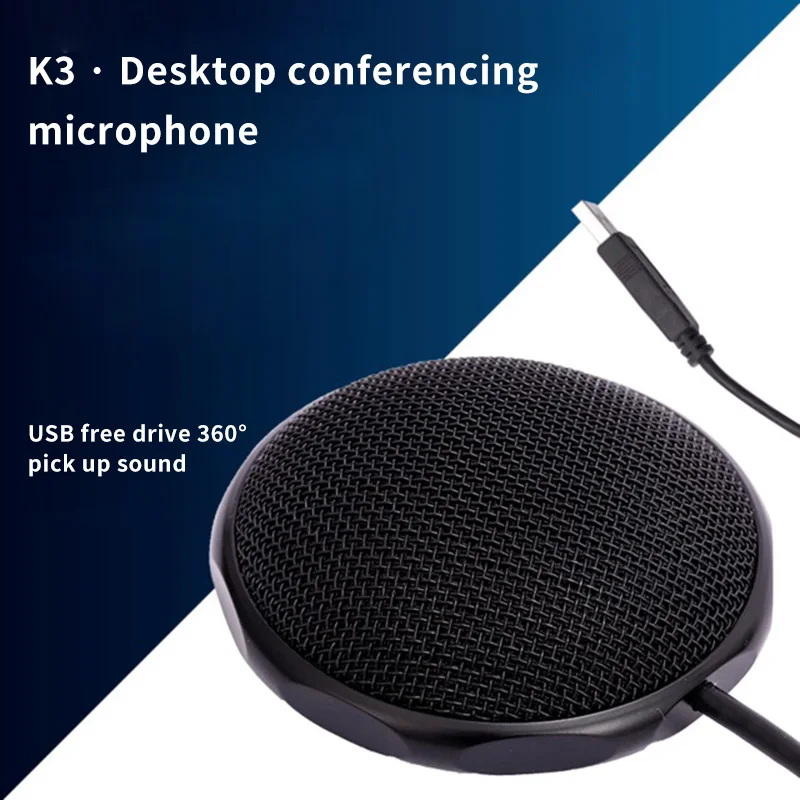 

Microphone USB 2.0 Compact Easy Installation Durable Round Microphone For Meeting Business Conference 360 Degree Desktop