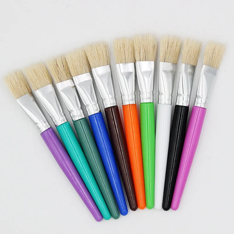 10Pcs Bristle Brush Paint for Children Oil Watercolor Brushes Gouache Drawing Art Tools | Канцтовары для офиса и дома