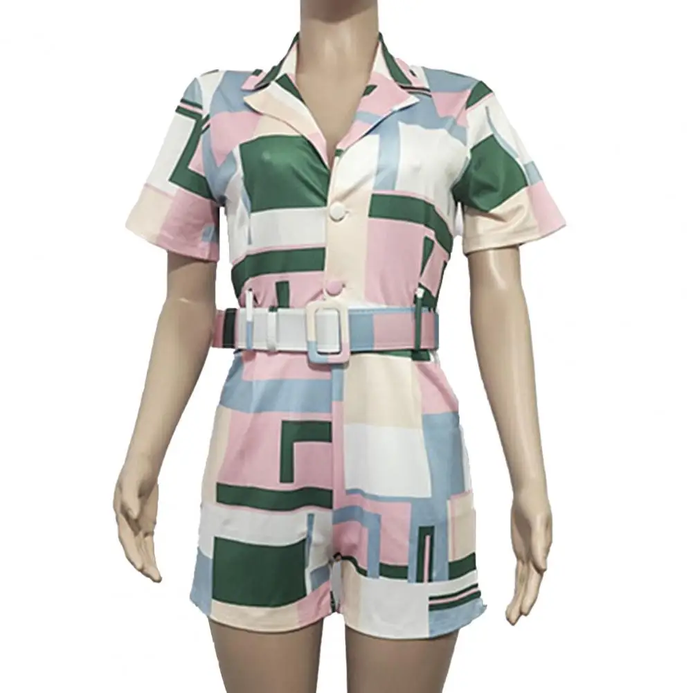 Женский клетчатый комбинезон в стиле пэчворк элегантный повседневный с отложным