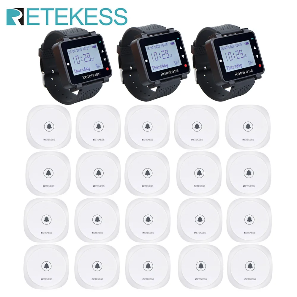 Retekess ресторанный пейджер Беспроводная система вызова официанта 3 T128 часы